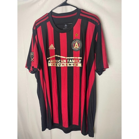 adidas Other - NWT Adidas Atlanta United MLS Soccer Jersey Red Black Striped Size 2XL Brand New